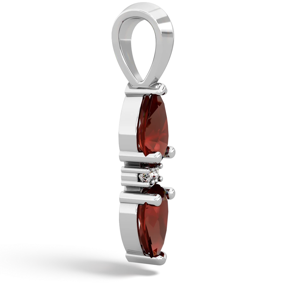 Garnet Bowtie Drop 14K White Gold pendant P0865