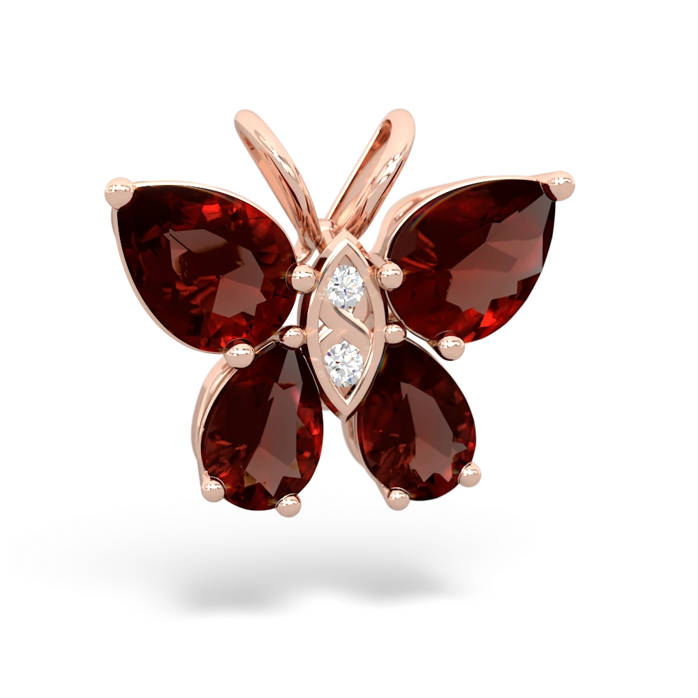 Garnet Butterfly 14K Rose Gold pendant P2215