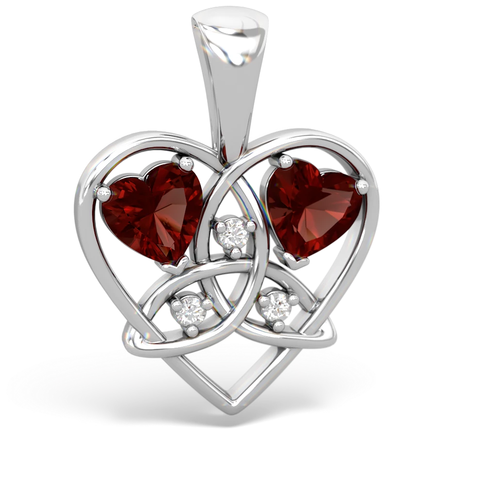 Garnet Celtic Trinity Heart 14K White Gold pendant P5331