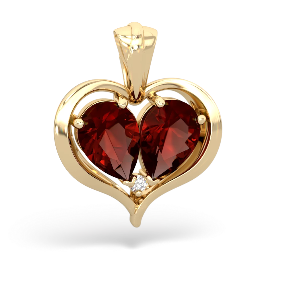 Garnet Two Become One 14K Yellow Gold pendant P5330