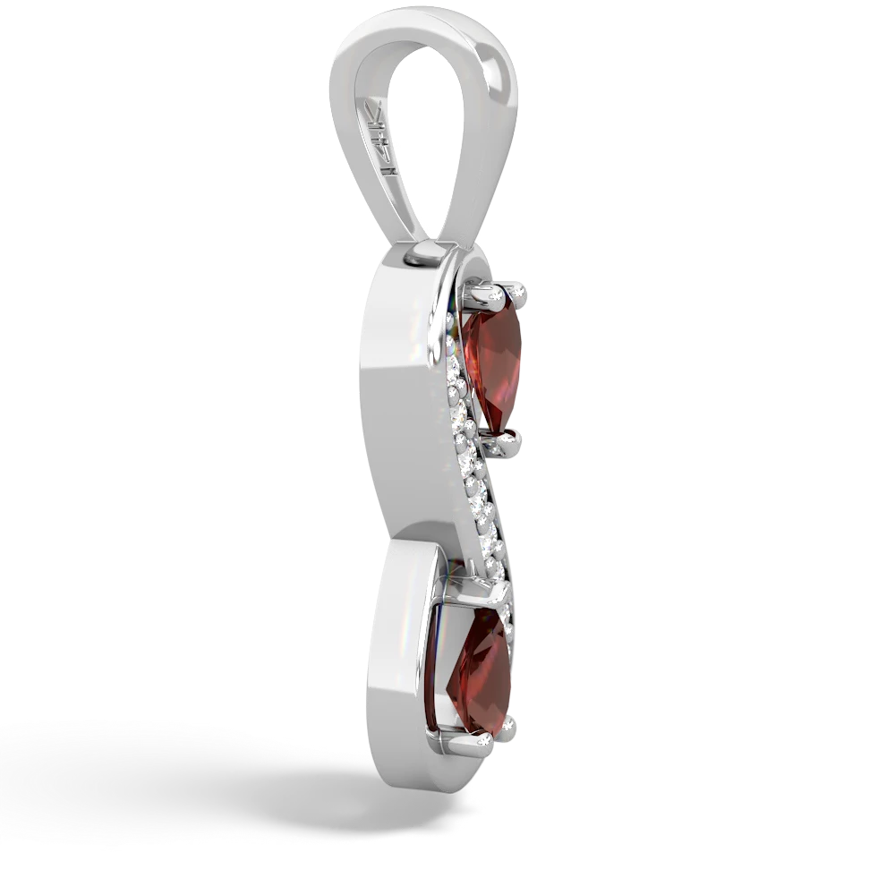 Garnet Diamond Infinity 14K White Gold pendant P5390