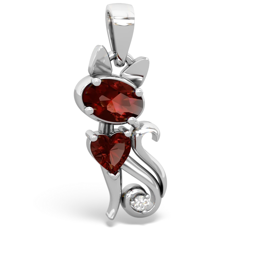 Garnet Kitten 14K White Gold pendant P5780