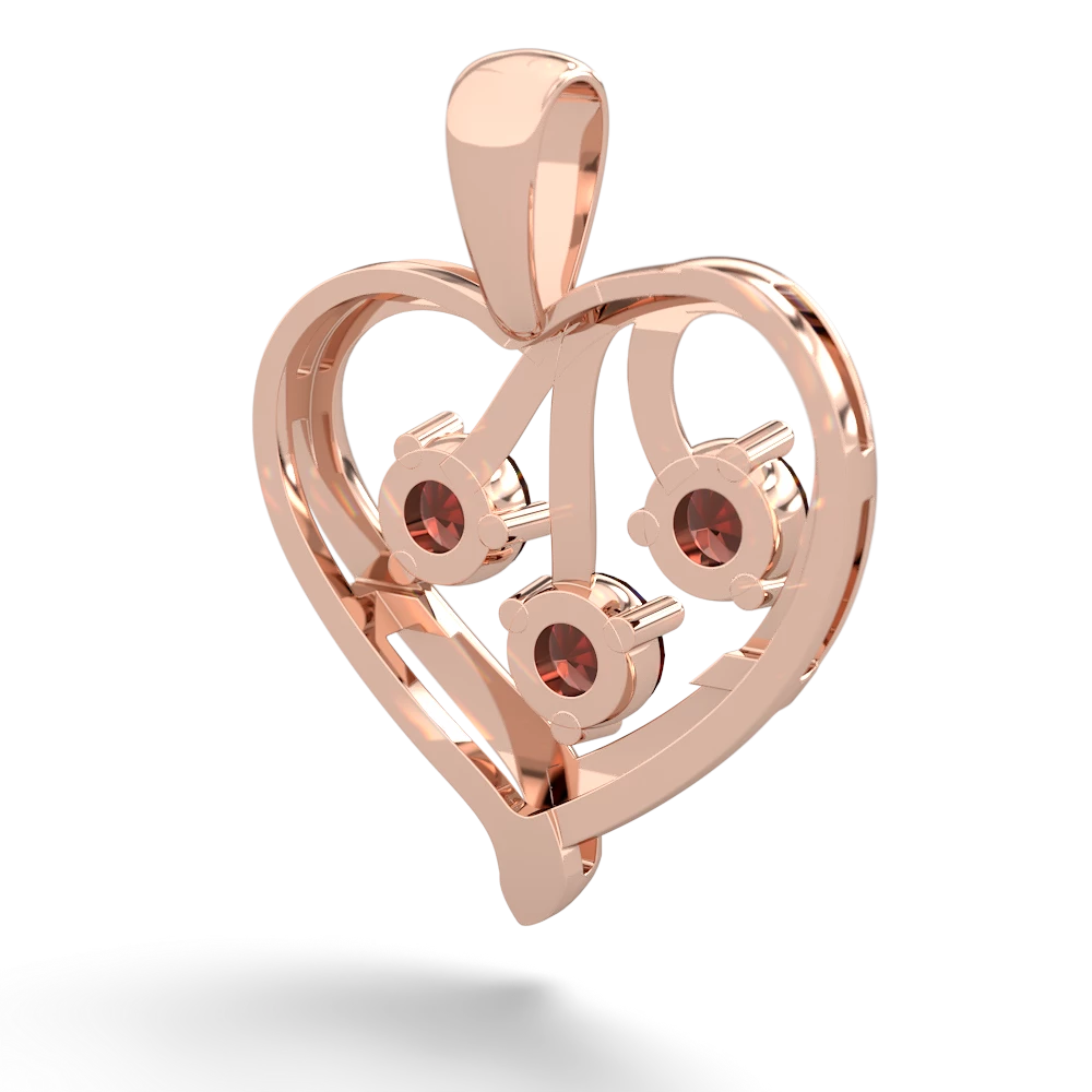 Onyx Glowing Heart 14K Rose Gold pendant P2233