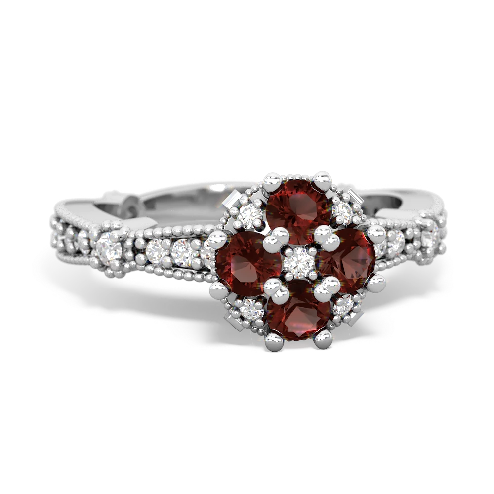 Garnet Sparkling Tiara Cluster 14K White Gold ring R26293RD