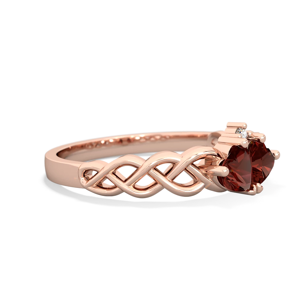 Garnet Heart To Heart Braid 14K Rose Gold ring R5870