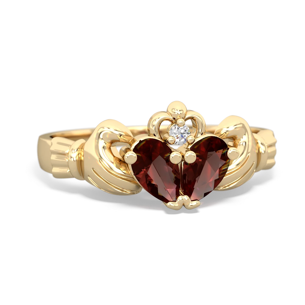 Garnet 'Our Heart' Claddagh 14K Yellow Gold ring R2388