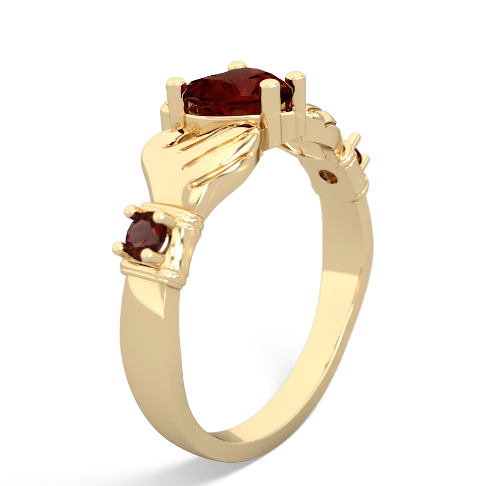 Garnet Claddagh Keepsake 14K Yellow Gold ring R5245