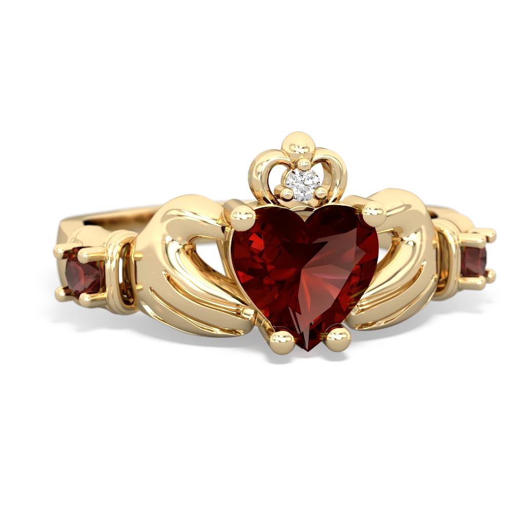 Garnet Claddagh Keepsake 14K Yellow Gold ring R5245