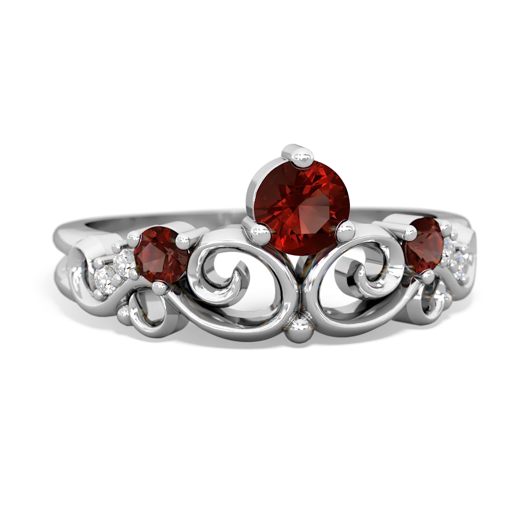 Garnet Crown Keepsake 14K White Gold ring R5740