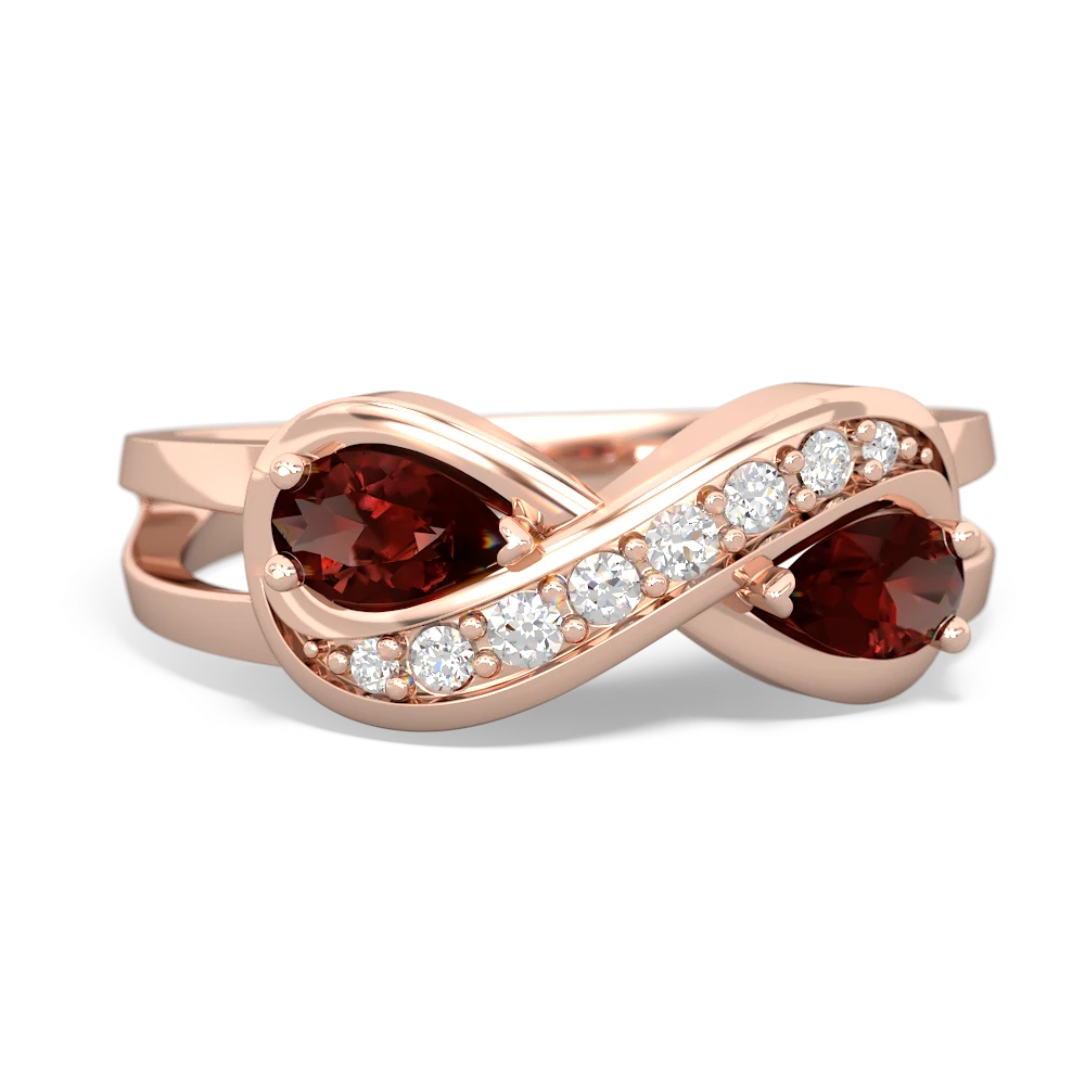 Garnet Diamond Infinity 14K Rose Gold ring R5390