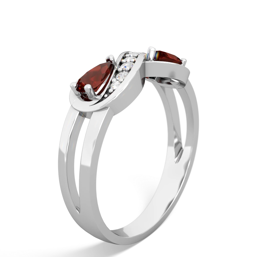Garnet Diamond Infinity 14K White Gold ring R5390