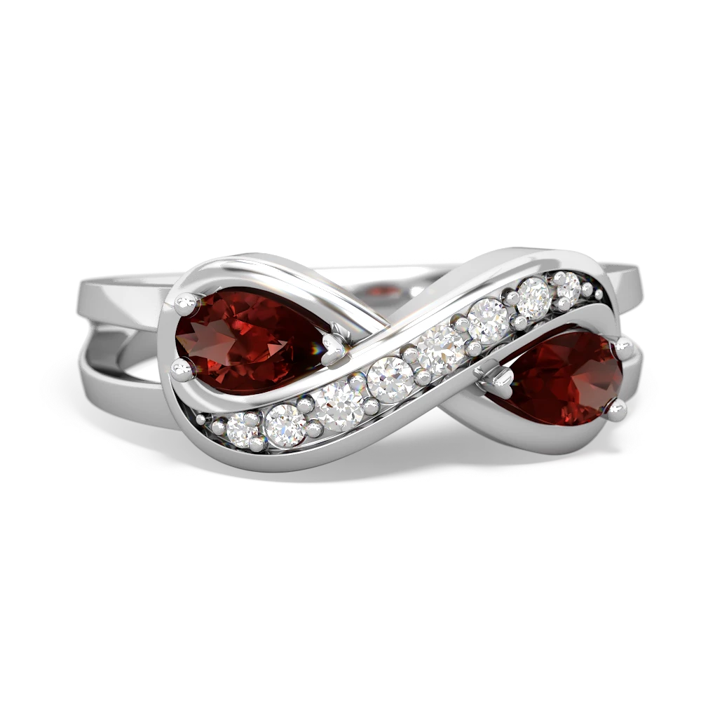 Garnet Diamond Infinity 14K White Gold ring R5390