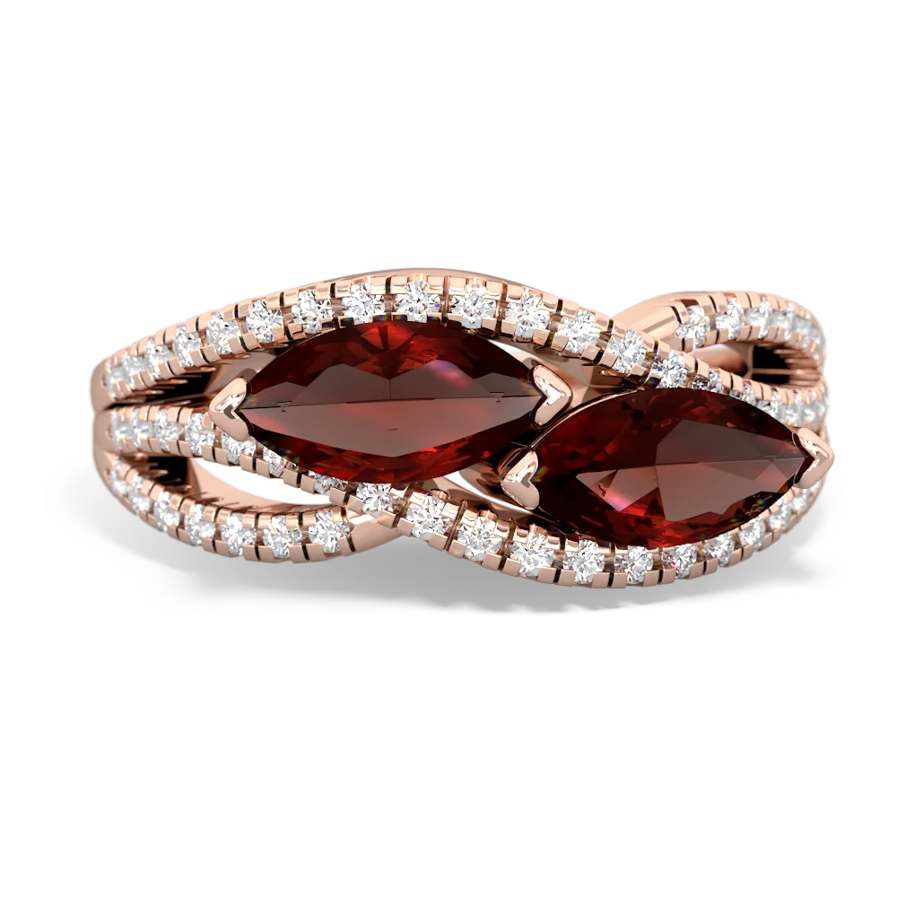 Garnet Diamond Rivers 14K Rose Gold ring R3070