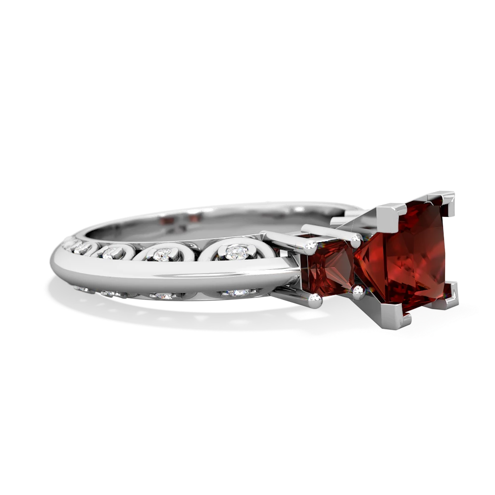 Garnet Eternal Embrace Engagement 14K White Gold ring C2001