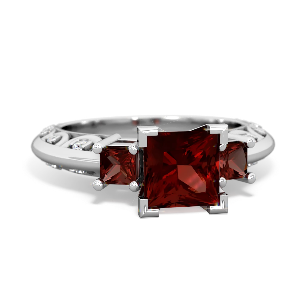 Garnet Eternal Embrace Engagement 14K White Gold ring C2001