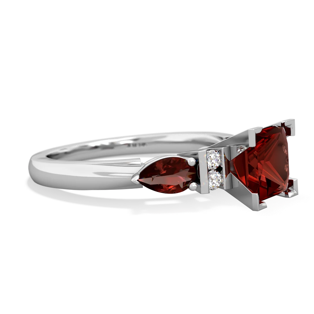 Lab Ruby 6Mm Princess Eternal Embrace Engagement 14K White Gold ring C2002