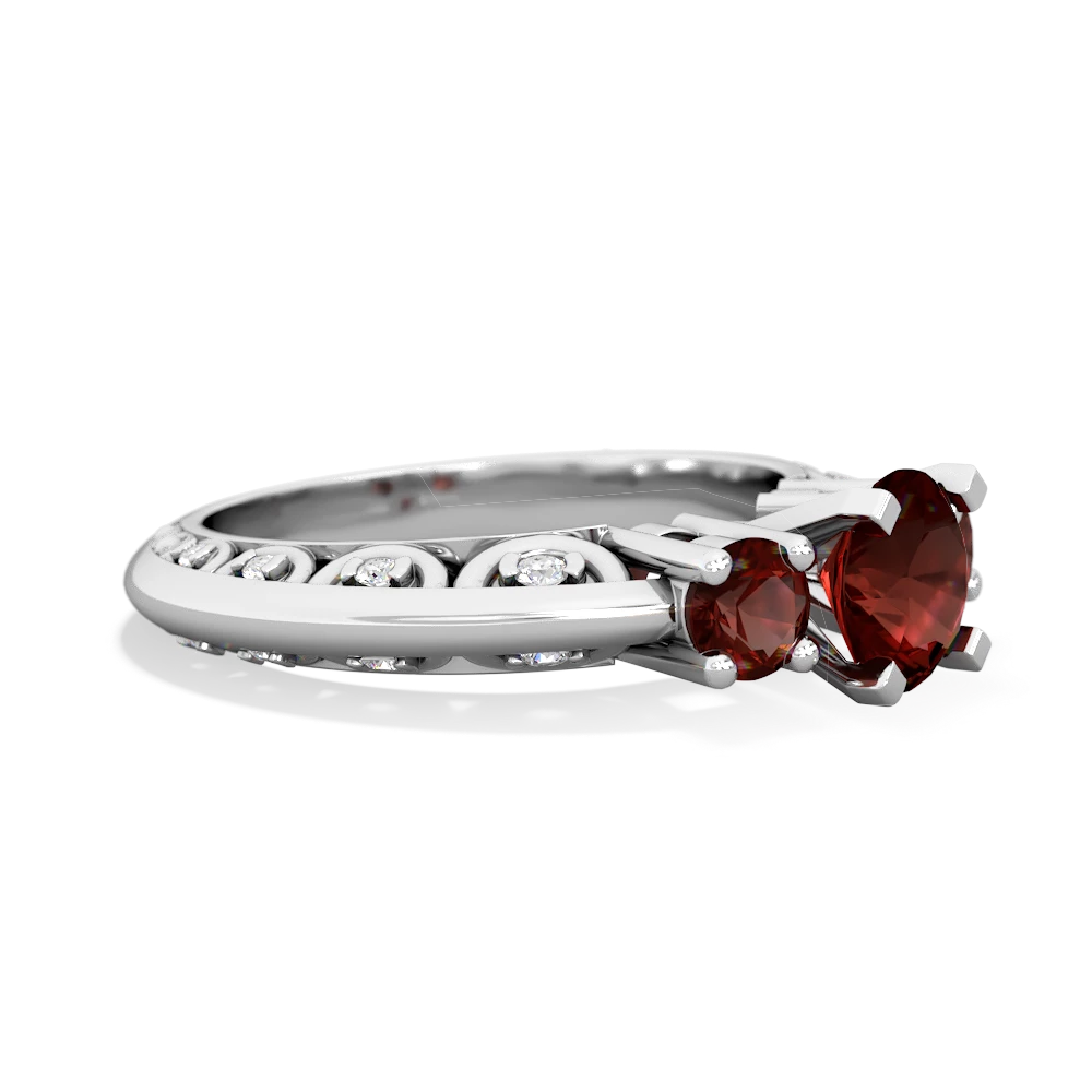 Garnet Art Deco Eternal Embrace Engagement 14K White Gold ring C2003