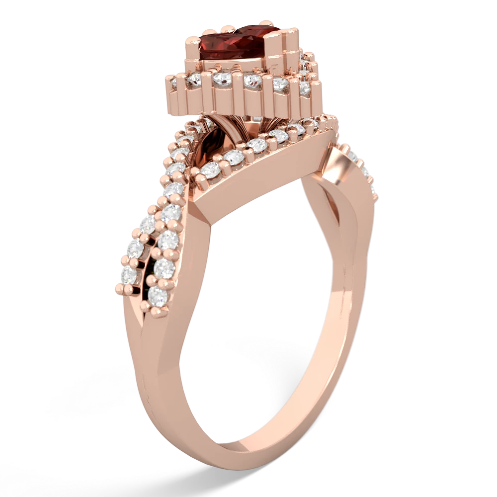 Garnet Diamond Twist 'One Heart' 14K Rose Gold ring R2640HRT