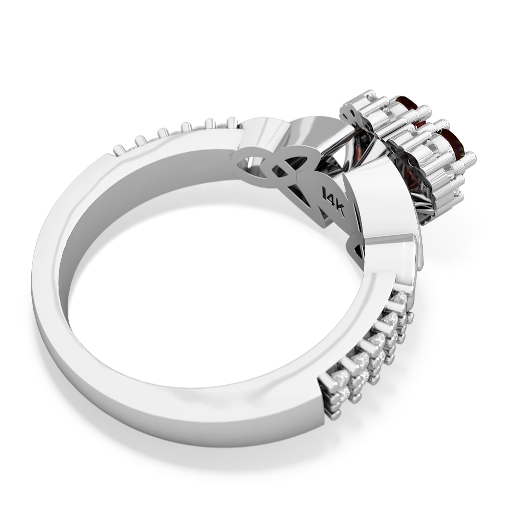 Garnet Celtic Knot Engagement 14K White Gold ring R2644HRT