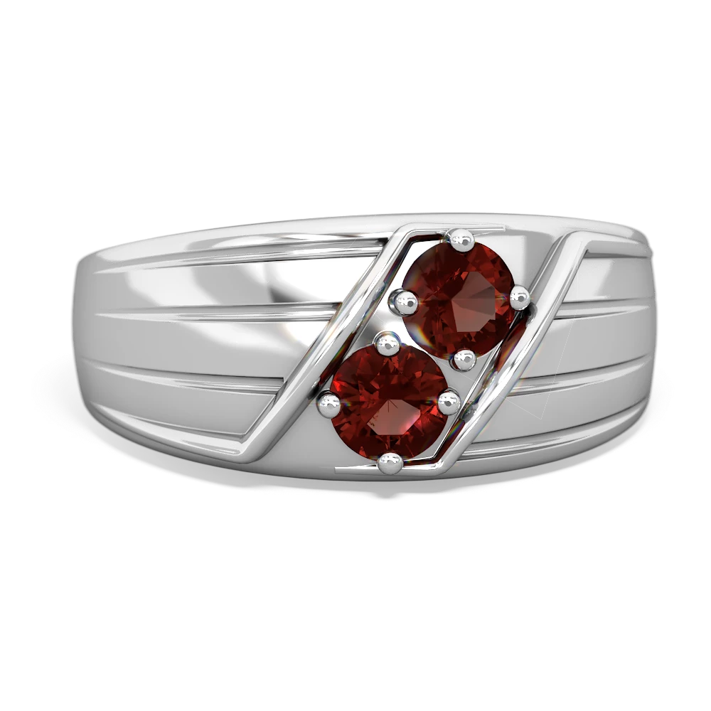 Garnet Men's Streamline 14K White Gold ring R0460