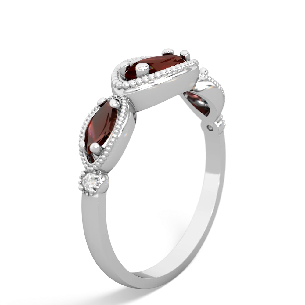 Lab Ruby Milgrain Marquise 14K White Gold ring R5700