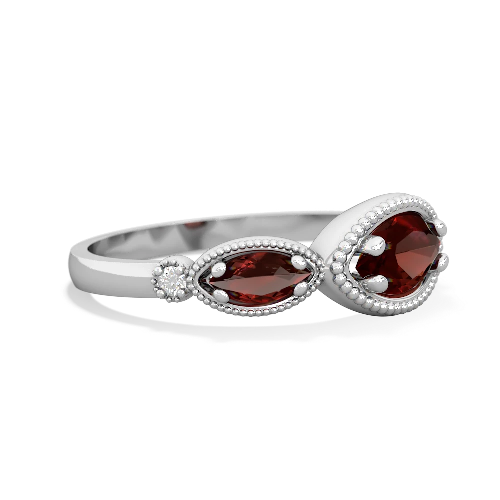 Garnet Milgrain Marquise 14K White Gold ring R5700