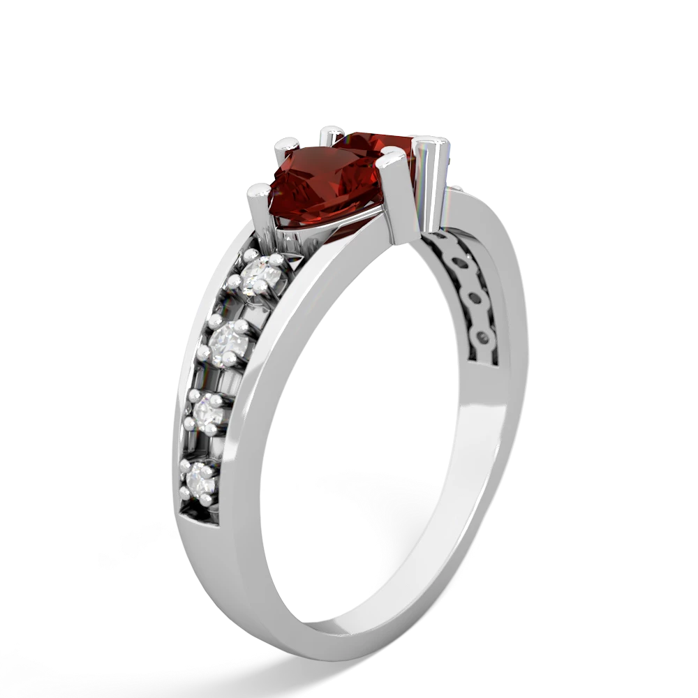 Garnet Heart To Heart 14K White Gold ring R3342