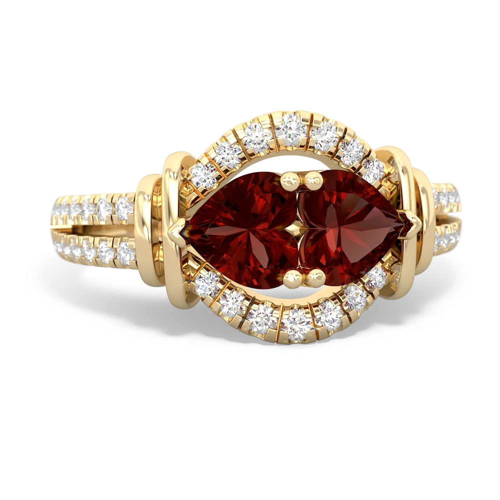 Garnet Art-Deco Keepsake 14K Yellow Gold ring R5630