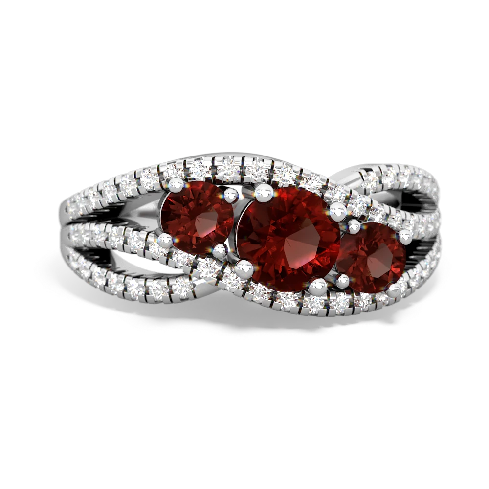 Ruby Three Stone Aurora 14K White Gold ring R3080