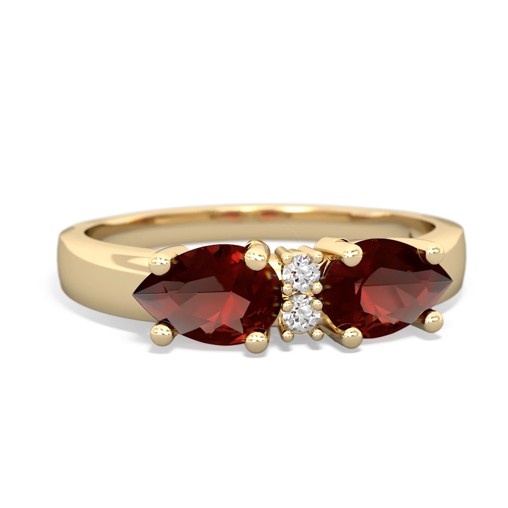 Garnet Pear Bowtie 14K Yellow Gold ring R0865