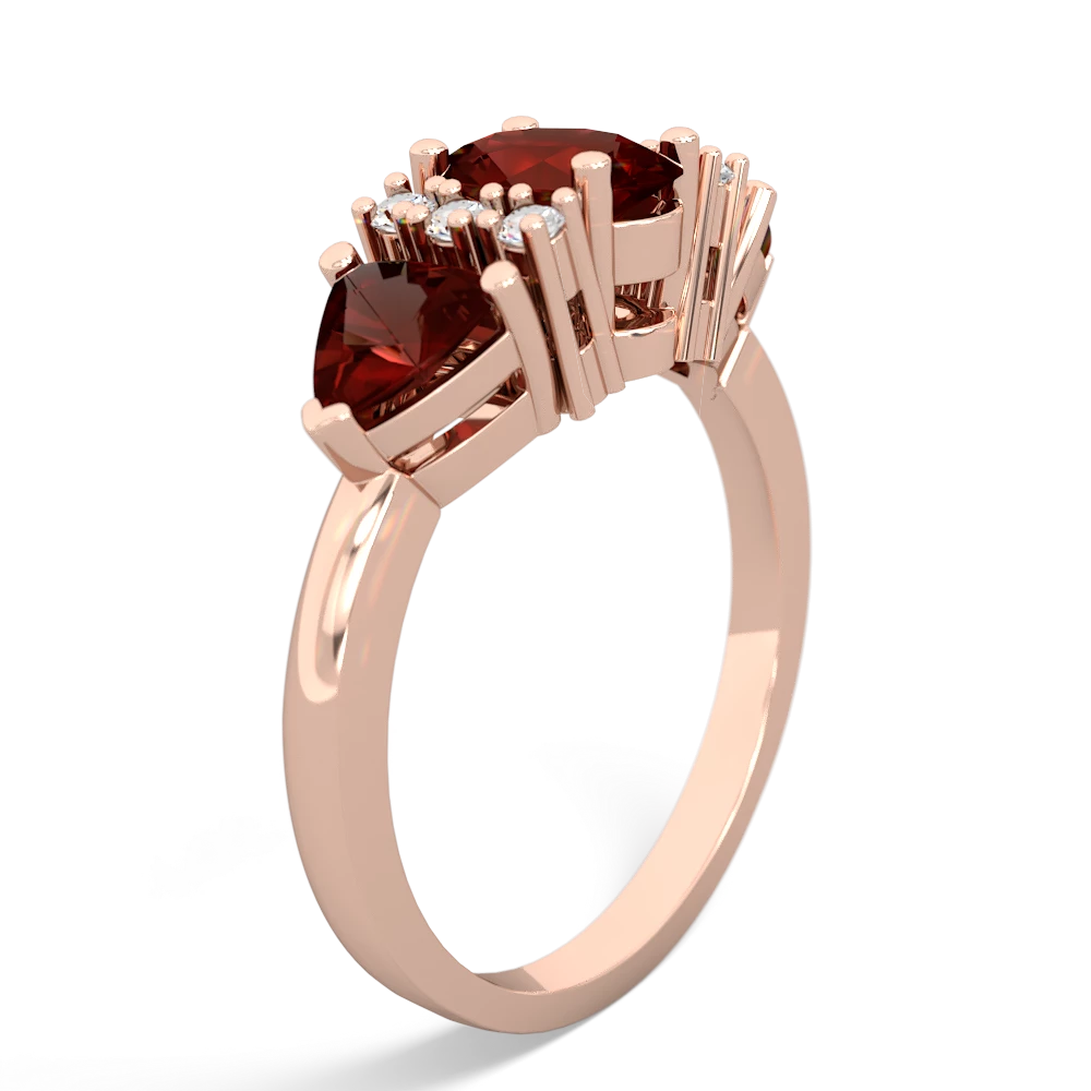 Garnet Antique Style Three Stone 14K Rose Gold ring R2186