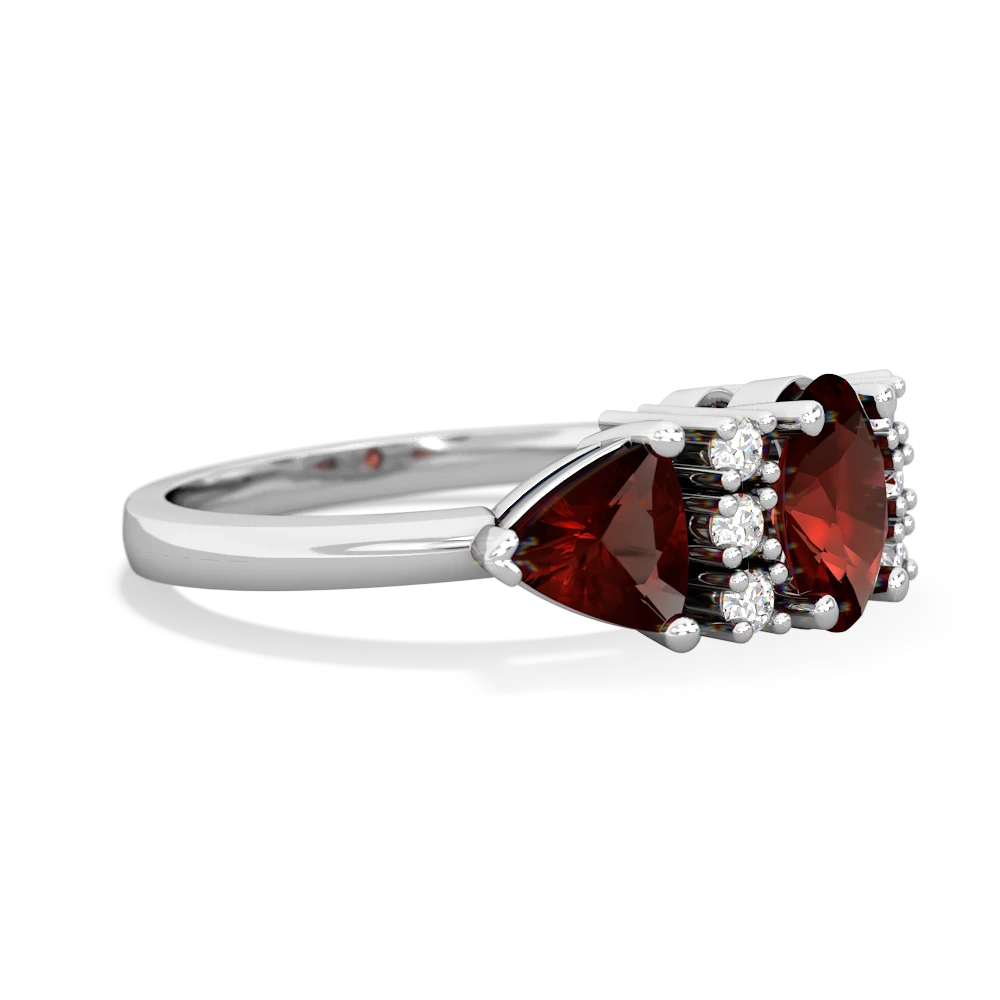 Garnet Antique Style Three Stone 14K White Gold ring R2186