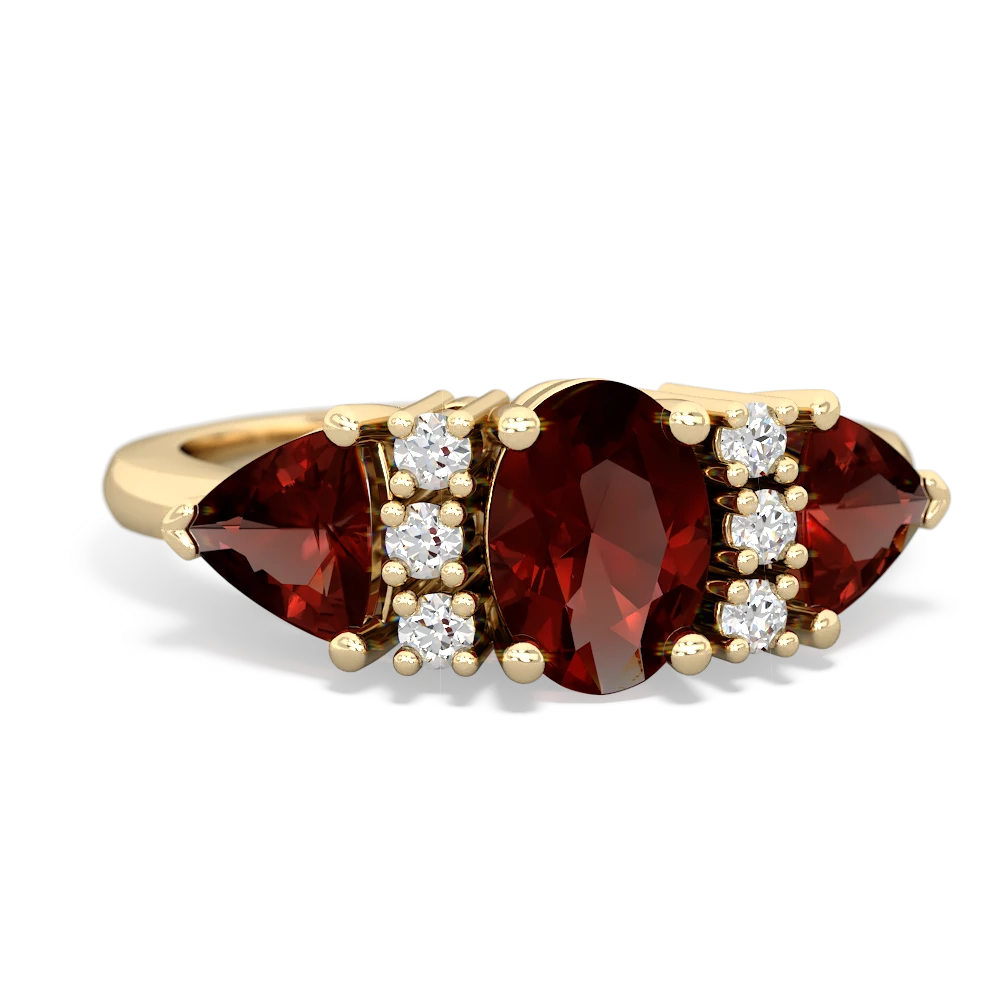 Garnet Antique Style Three Stone 14K Yellow Gold ring R2186