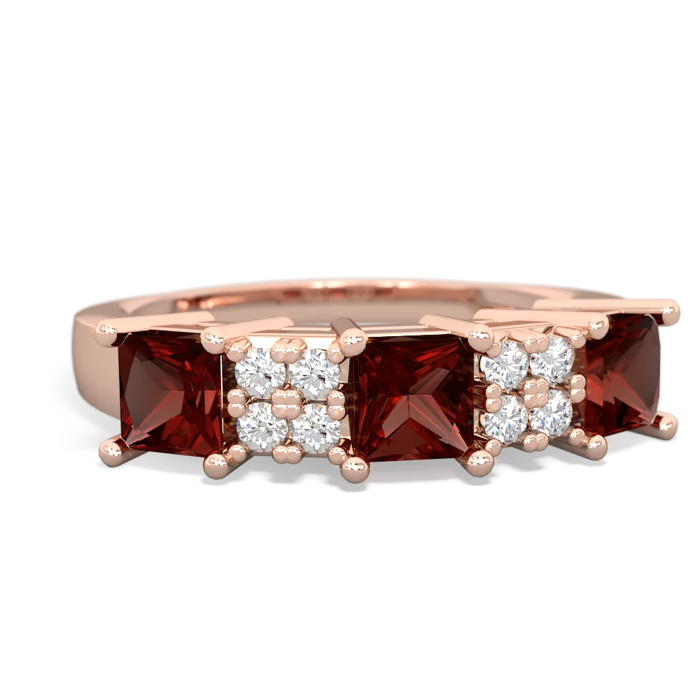 London Topaz Three Stone Diamond Cluster 14K Rose Gold ring R2592