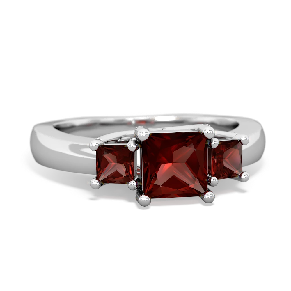 Ruby Three Stone Trellis 14K White Gold ring R4015