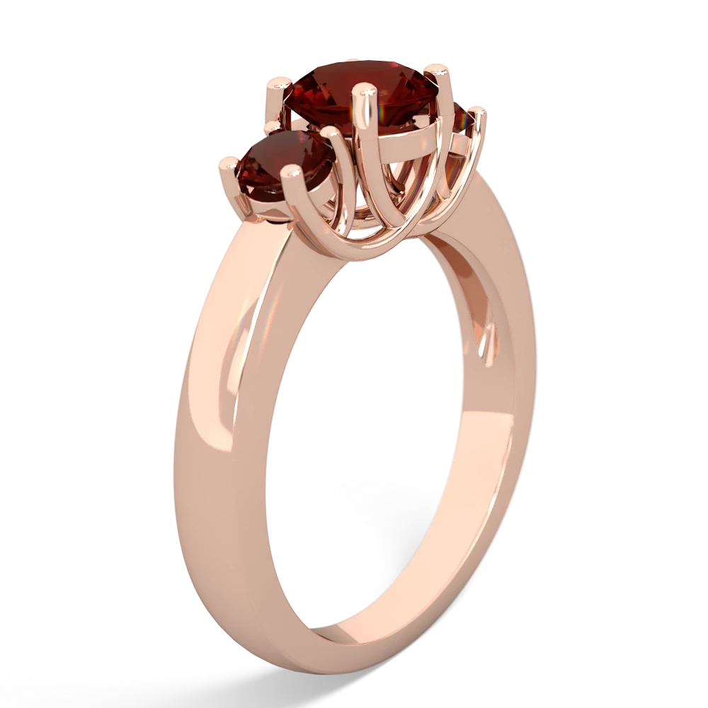 Smoky Quartz Three Stone Round Trellis 14K Rose Gold ring R4018