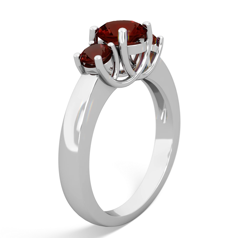 Garnet Three Stone Round Trellis 14K White Gold ring R4018