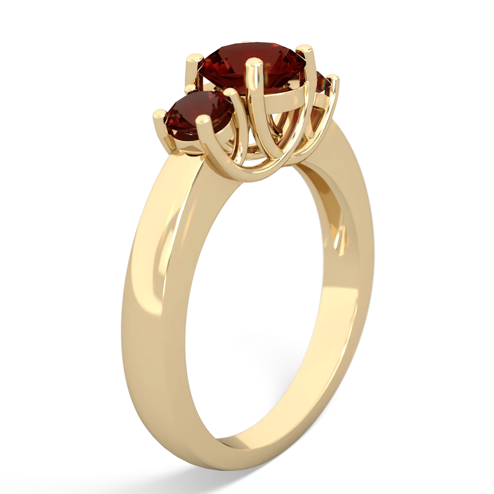 Lab Ruby Three Stone Round Trellis 14K Yellow Gold ring R4018