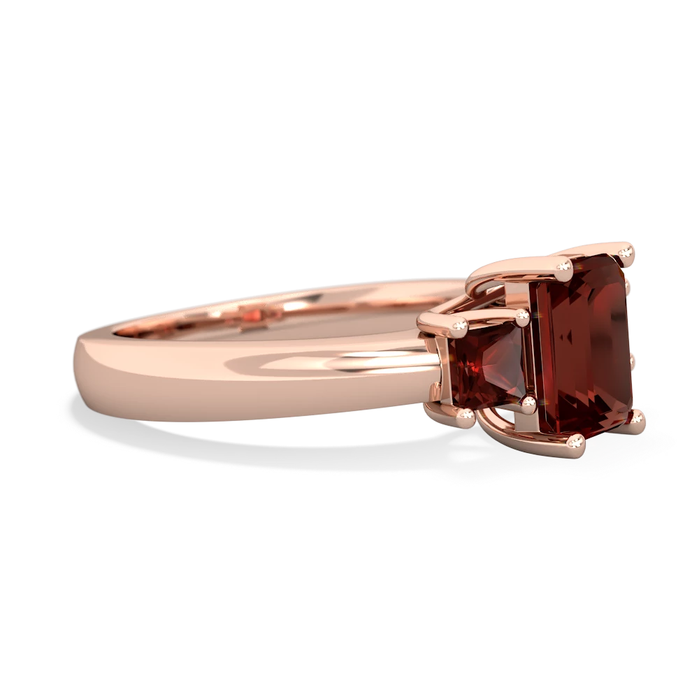 White Topaz Three Stone Emerald-Cut Trellis 14K Rose Gold ring R4021