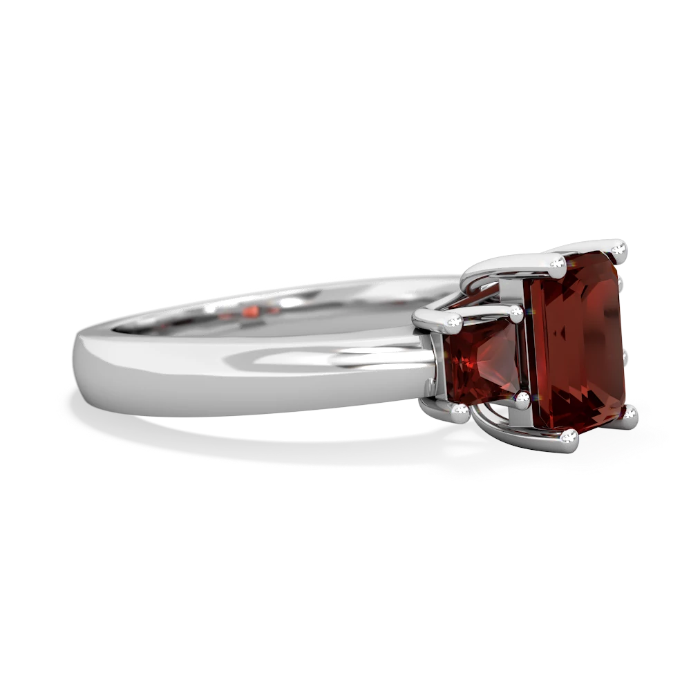 Peridot Three Stone Emerald-Cut Trellis 14K White Gold ring R4021