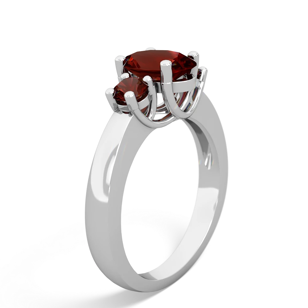 Garnet Three Stone Oval Trellis 14K White Gold ring R4024