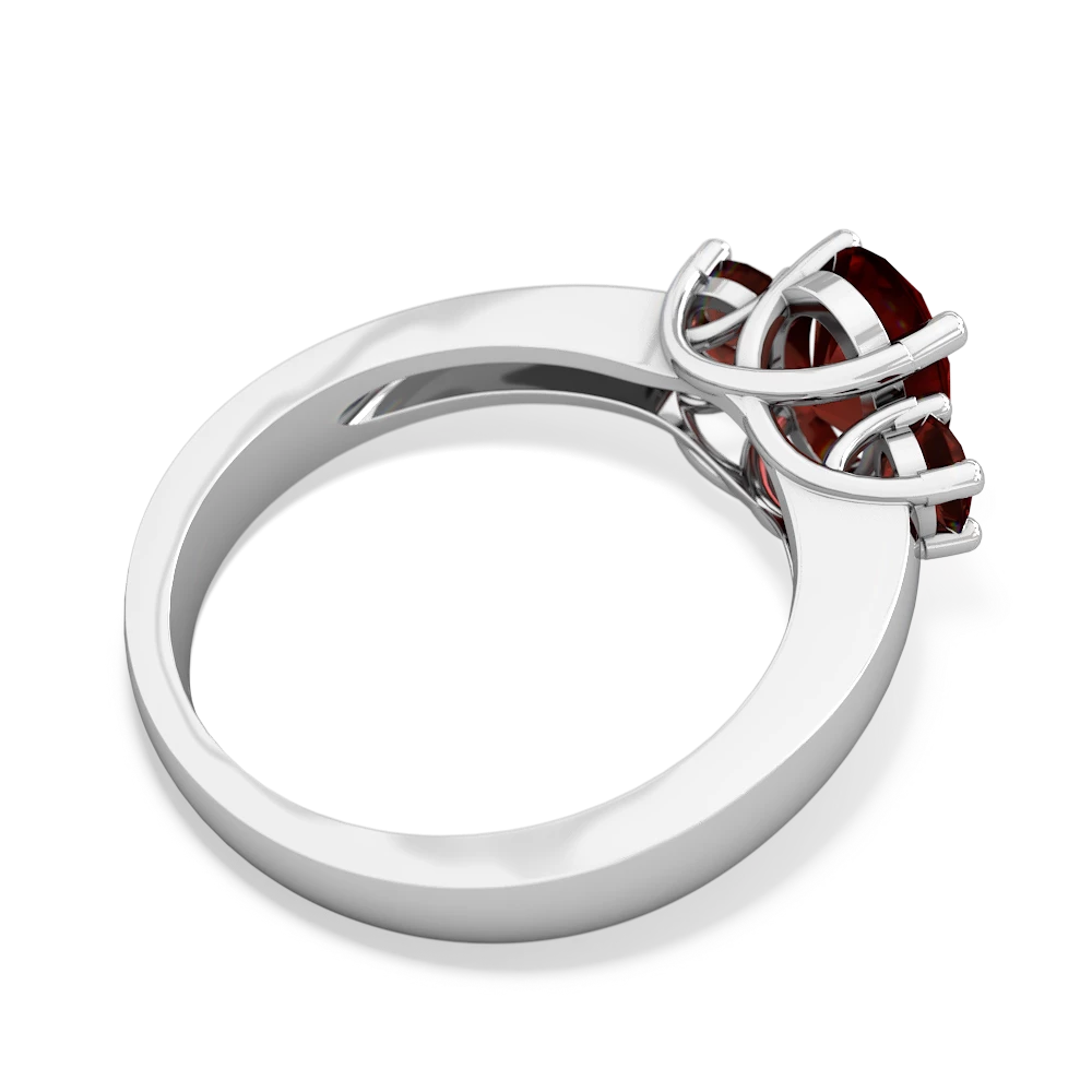 Garnet Three Stone Oval Trellis 14K White Gold ring R4024