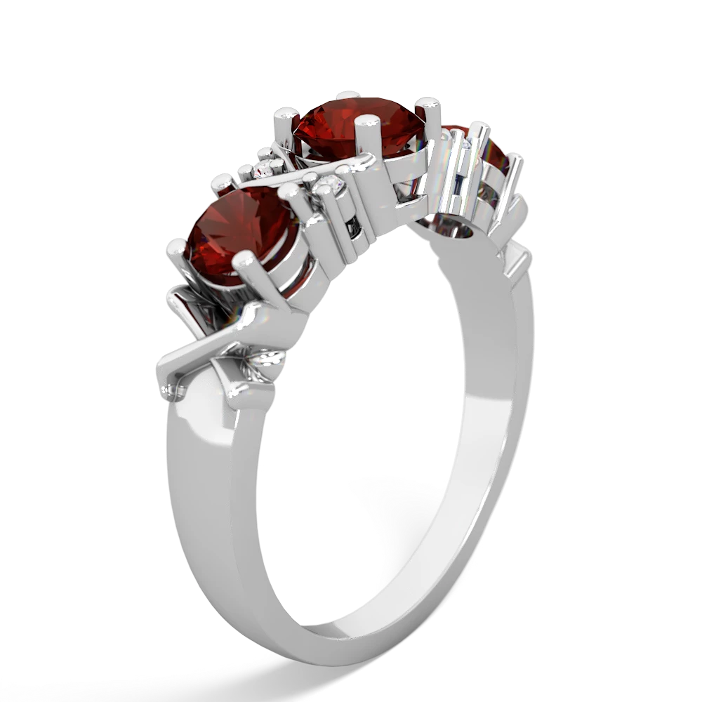 Garnet Hugs And Kisses 14K White Gold ring R5016