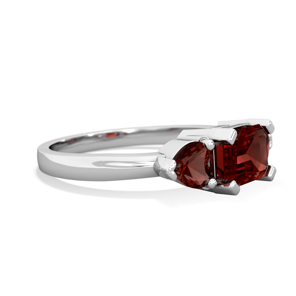 Lab Ruby Three Stone 14K White Gold ring R5235