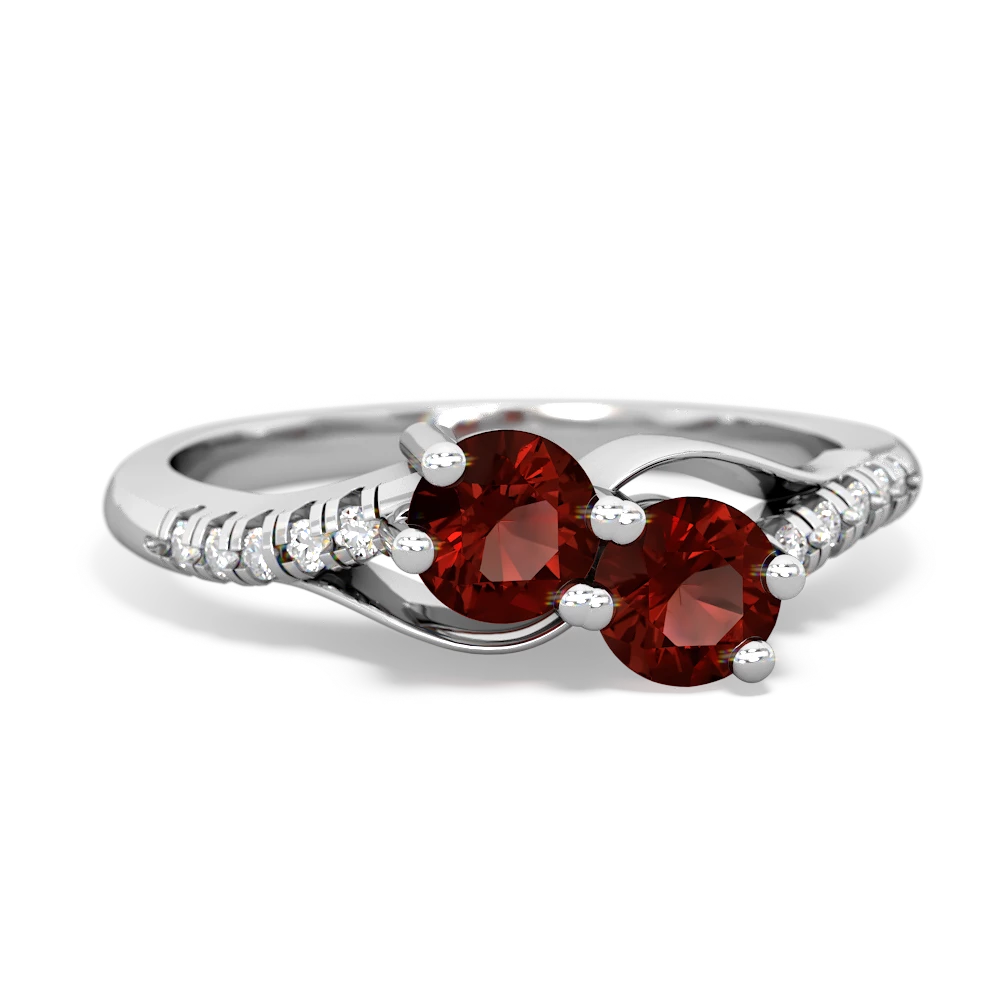 Garnet Infinity Pave Two Stone 14K White Gold ring R5285