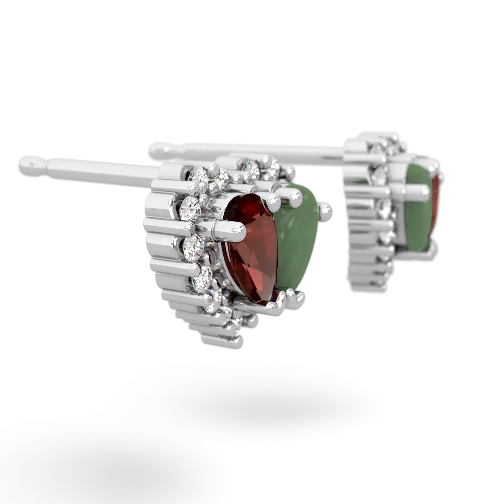 Garnet Halo 14K White Gold earrings E7008