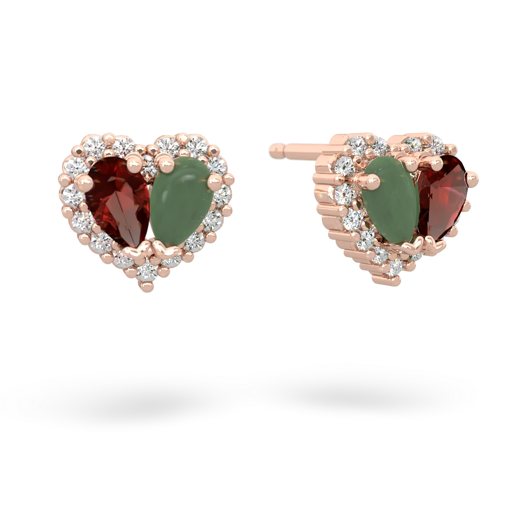 Garnet Halo 14K Rose Gold earrings E7008