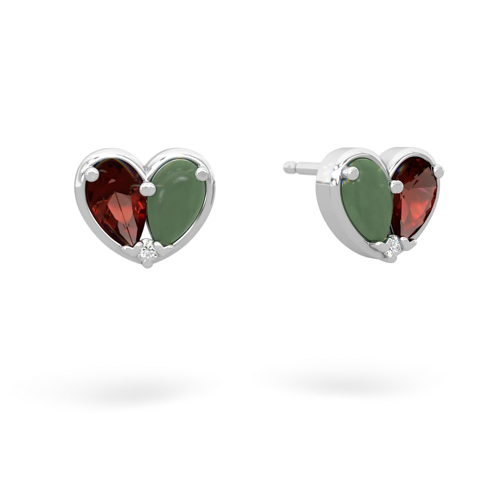 Garnet 'Our Heart' 14K White Gold earrings E5072