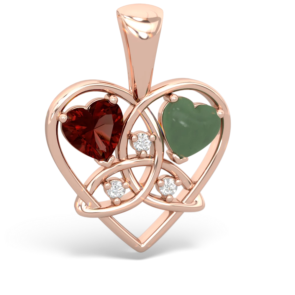 Garnet Celtic Trinity Heart 14K Rose Gold pendant P5331