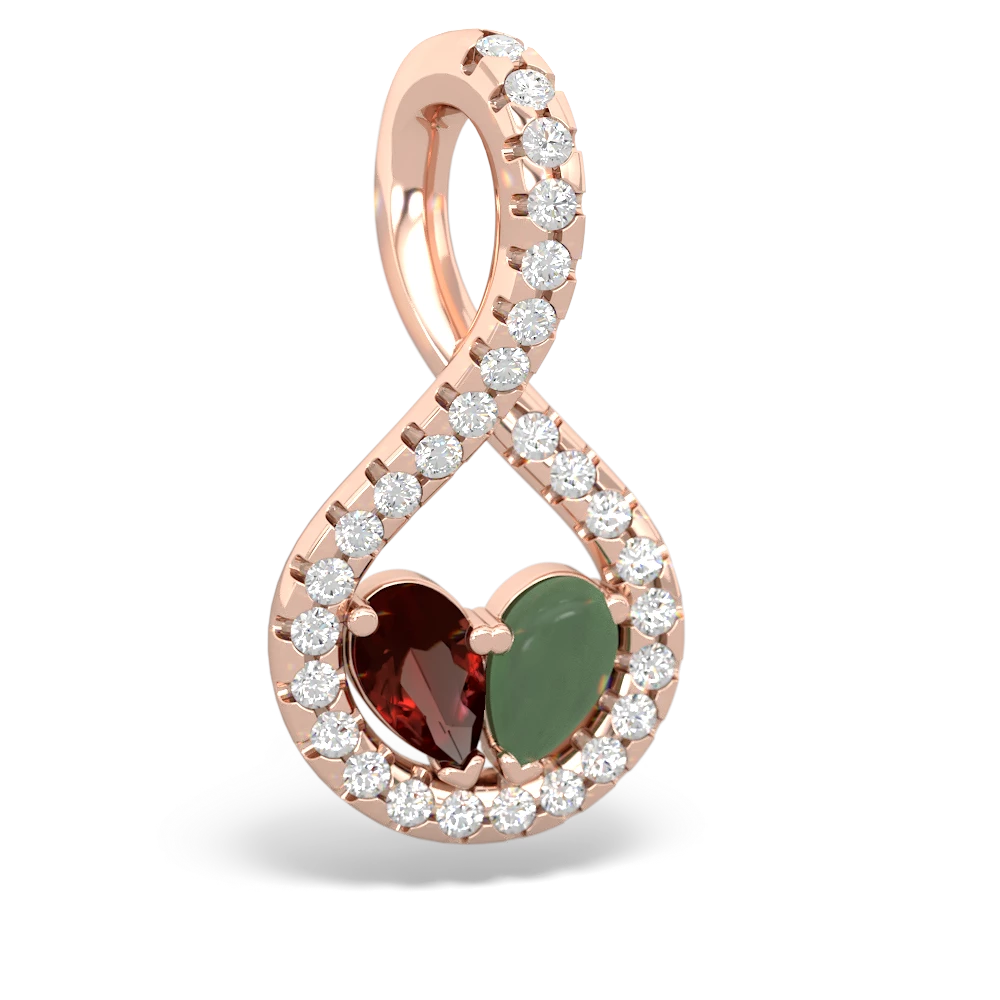 Garnet Pave Twist 'One Heart' 14K Rose Gold pendant P5360